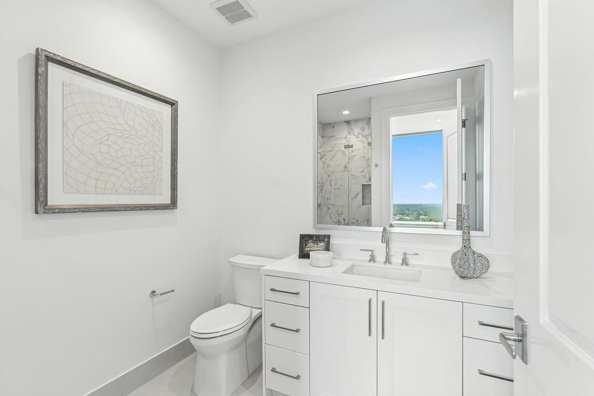 Bathroom, Interior, Marble Walls, Recessed Lighting