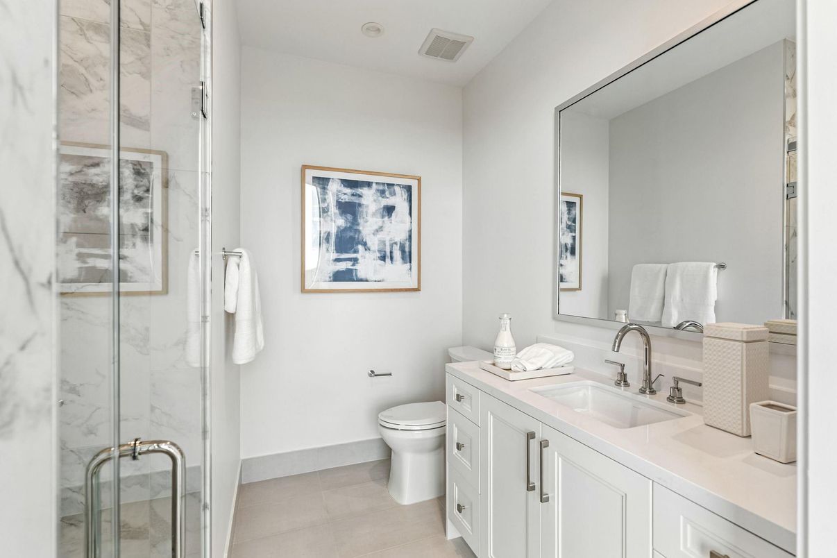 Bathroom, Glass Shower, Interior, Marble Walls