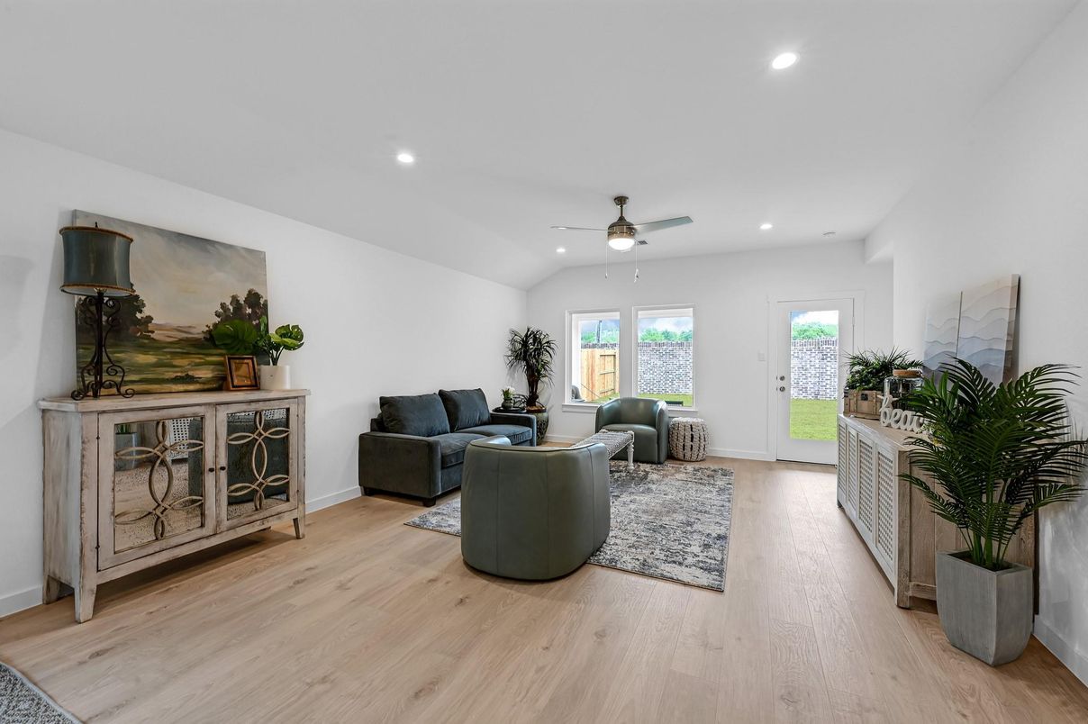 Interior, Living room, Recessed Lighting, Wood Texture Flooring