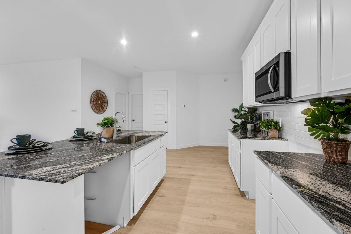 Interior, Kitchen, Recessed Lighting, Wood Texture Flooring