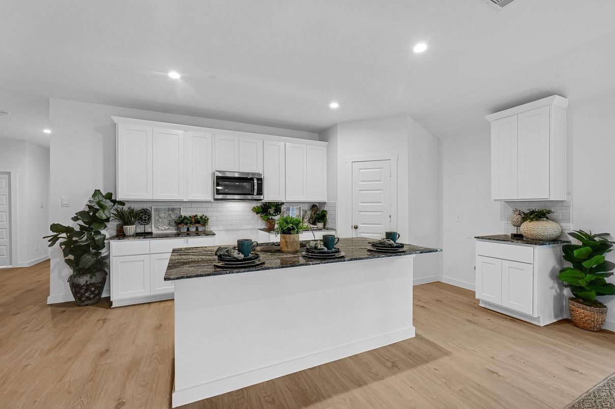 Interior, Kitchen, Recessed Lighting, Wood Texture Flooring