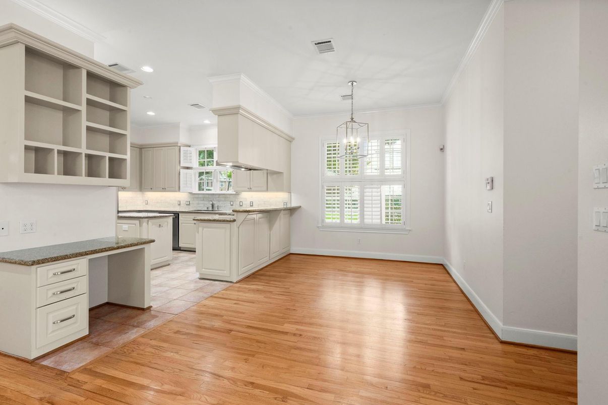 Interior, Kitchen, Pendant Lights, Recessed Lighting, Wood Texture Flooring