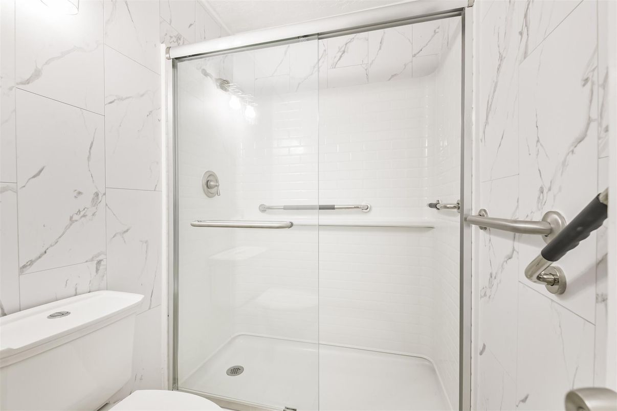 Bathroom, Glass Shower, Interior, Marble Walls