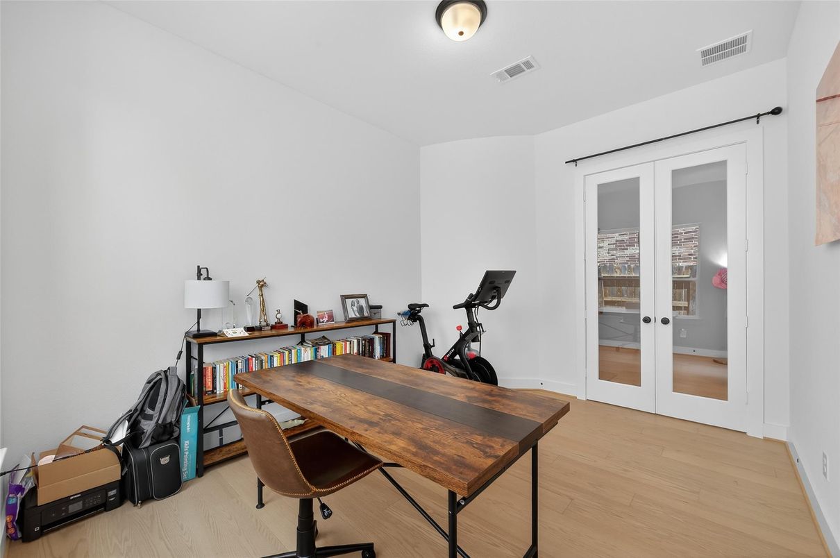 Fitness Equipment, Home Office, Interior, Wood Texture Flooring