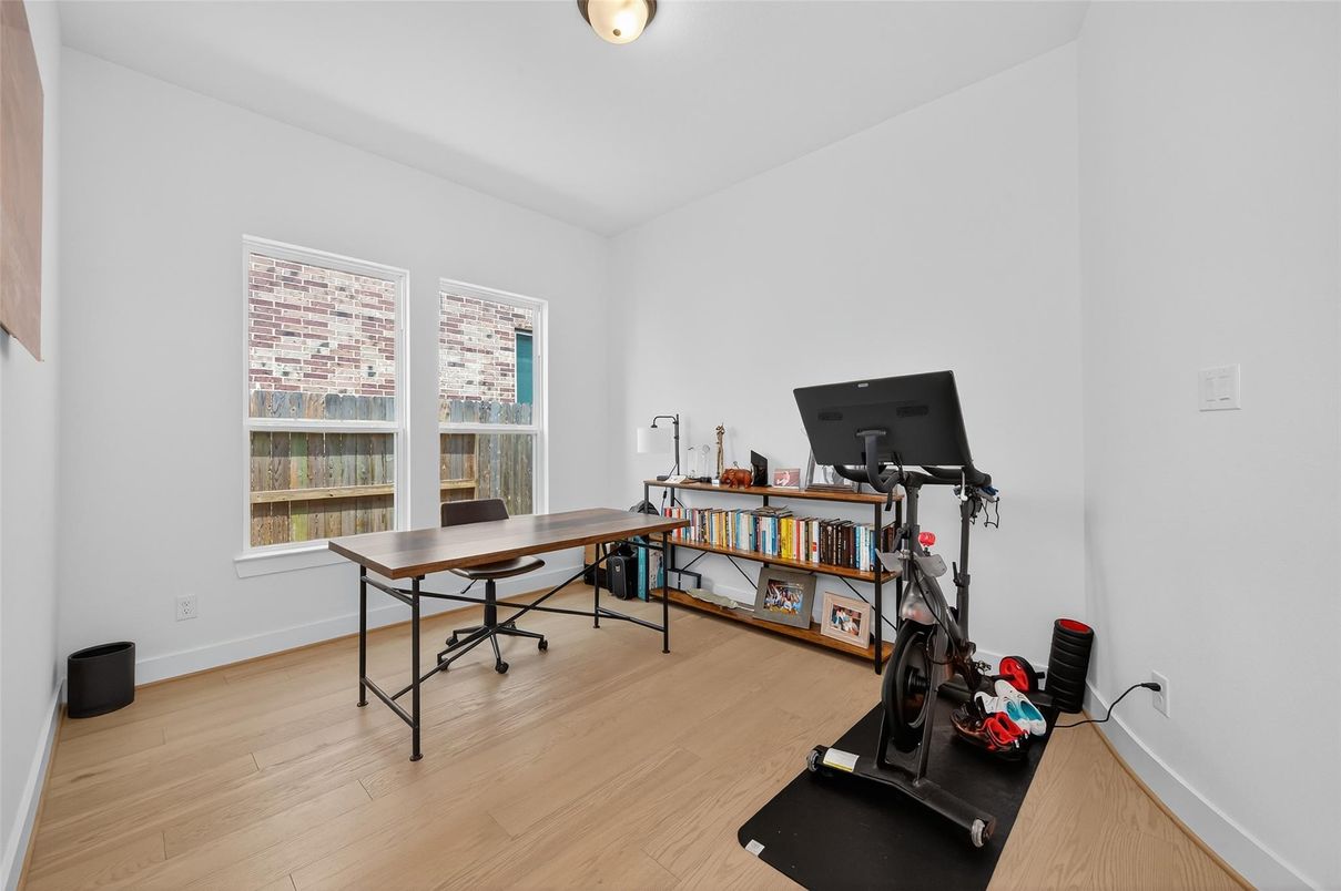 Fitness Equipment, Home Office, Interior, Wood Texture Flooring