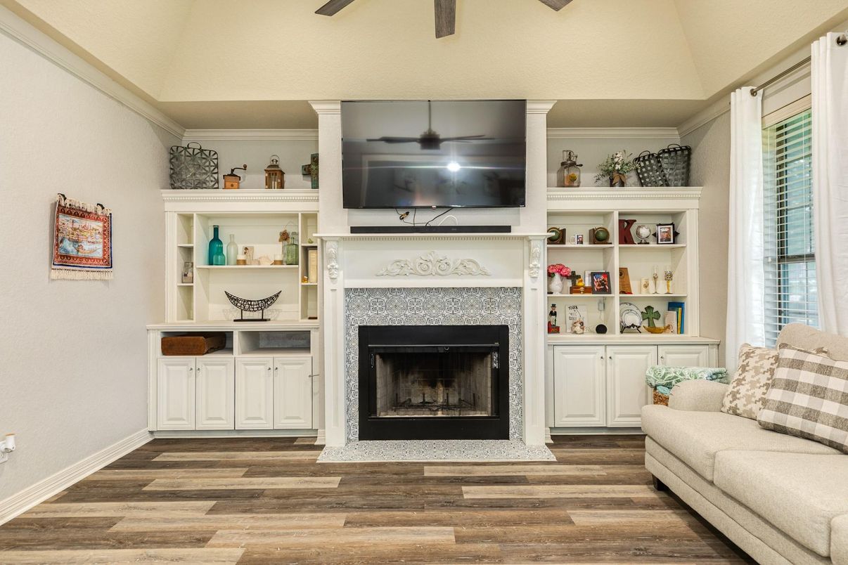 Fireplace, Interior, Wood Texture Flooring