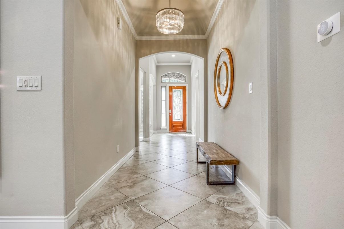 Chandelier, Interior, Marble, Recessed Lighting