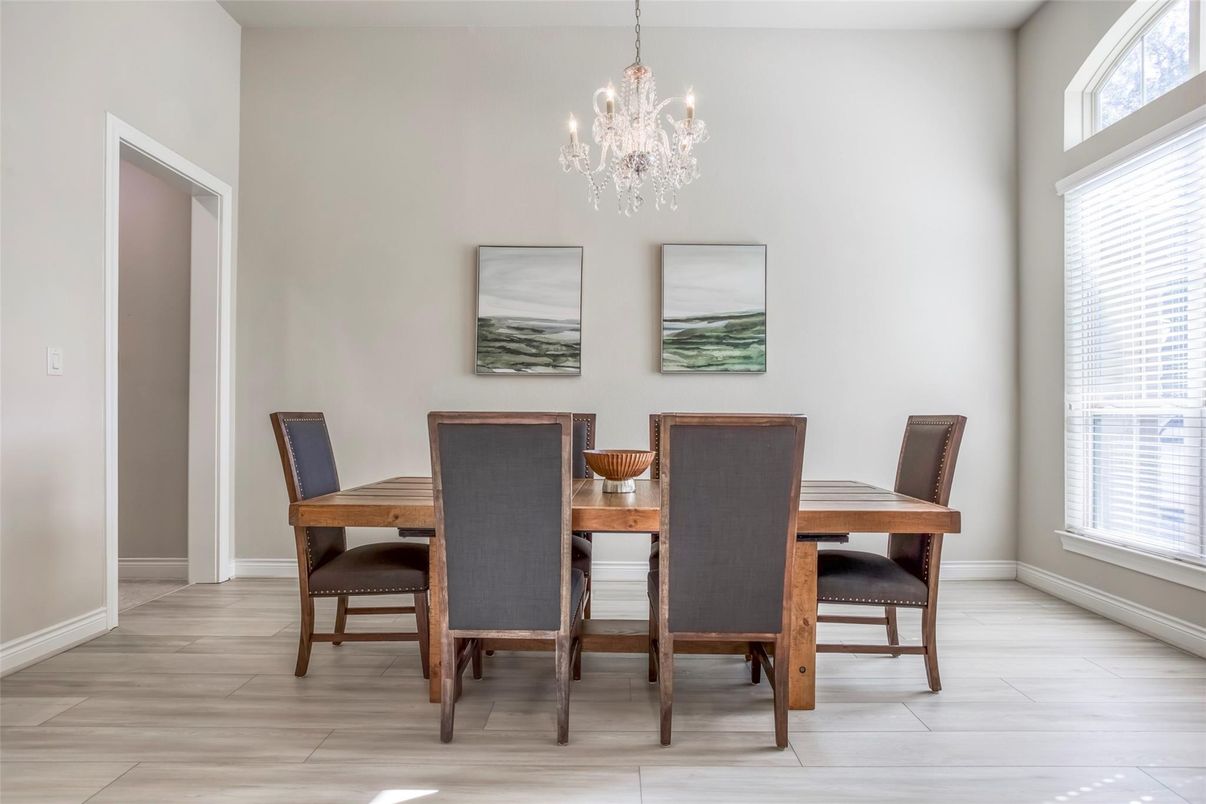 Chandelier, Dining room, Interior, Wood Texture Flooring