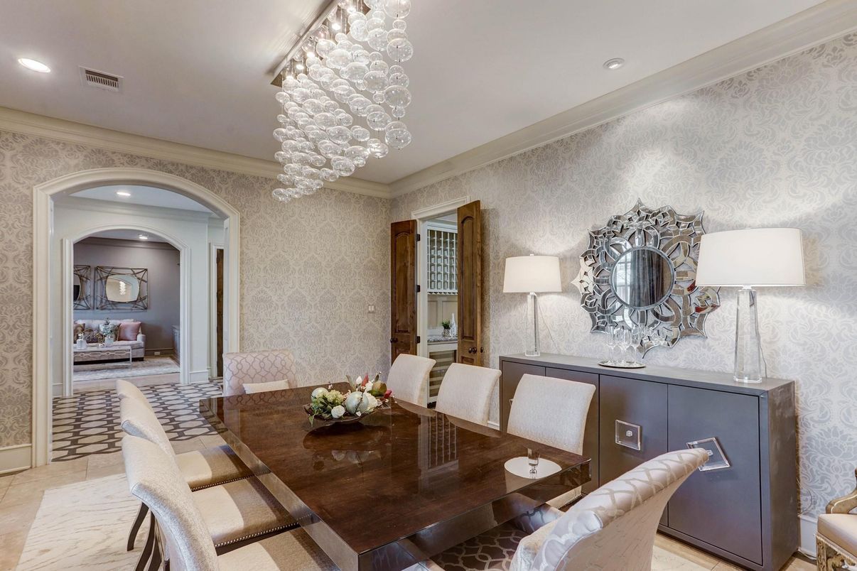 Chandelier, Dining room, Interior, Recessed Lighting