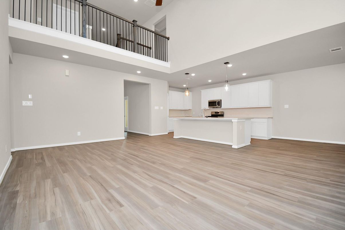 Interior, Kitchen, Pendant Lights, Recessed Lighting, Wood Texture Flooring