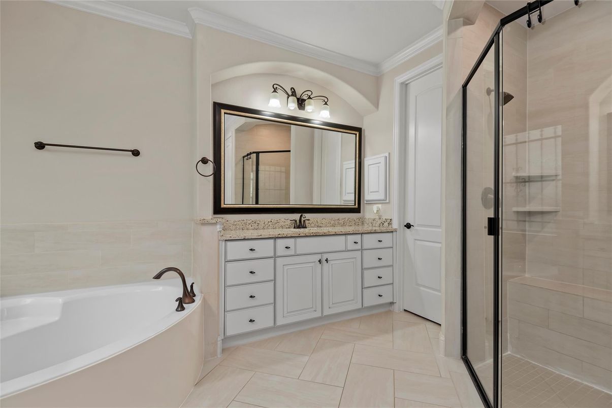 Bathroom, Dual Sink Vanities, Glass Shower, Interior
