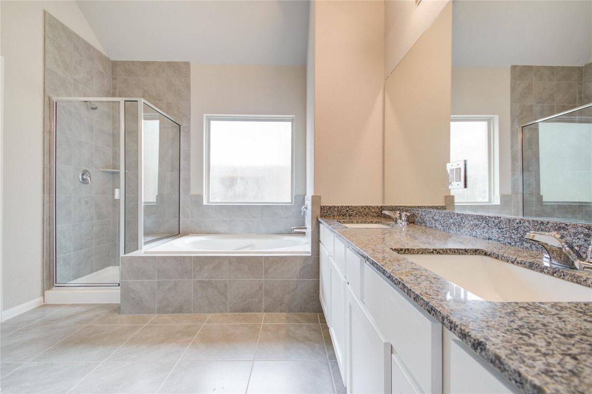 Bathroom, Dual Sink Vanities, Glass Shower, Interior