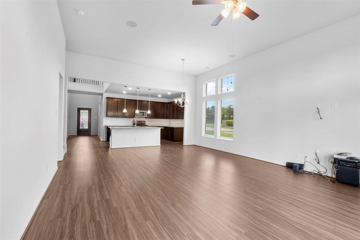 Interior, Kitchen, Pendant Lights, Recessed Lighting, Wood Texture Flooring