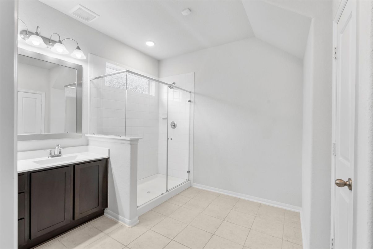 Bathroom, Glass Shower, Interior, Recessed Lighting