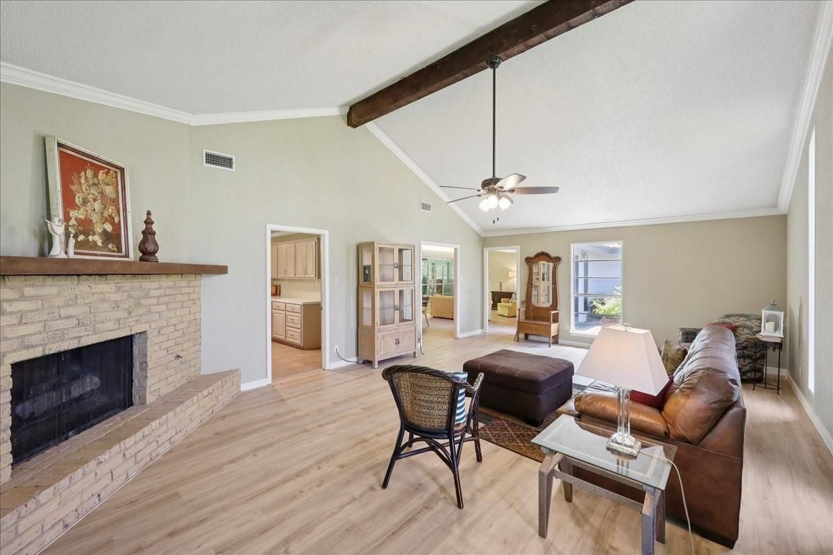 Fireplace, Interior, Living room, Wooden Beams, Wood Texture Flooring