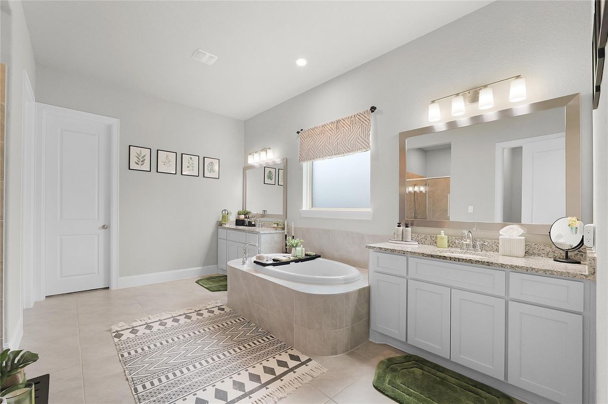 Bathroom, Dual Sink Vanities, Interior, Recessed Lighting
