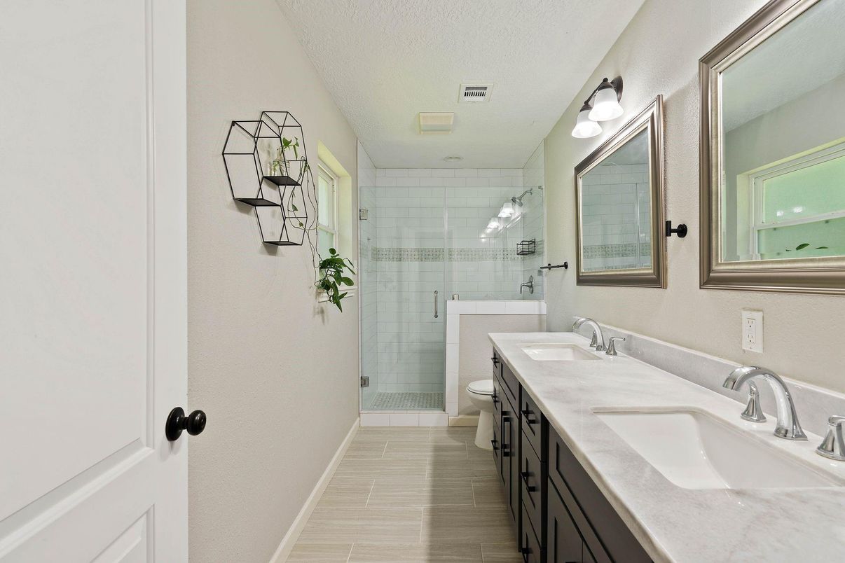 Bathroom, Dual Sink Vanities, Glass Shower, Interior