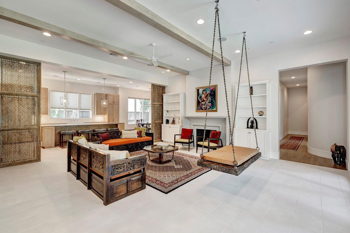 Fireplace, Interior, Living room, Pendant Lights, Recessed Lighting