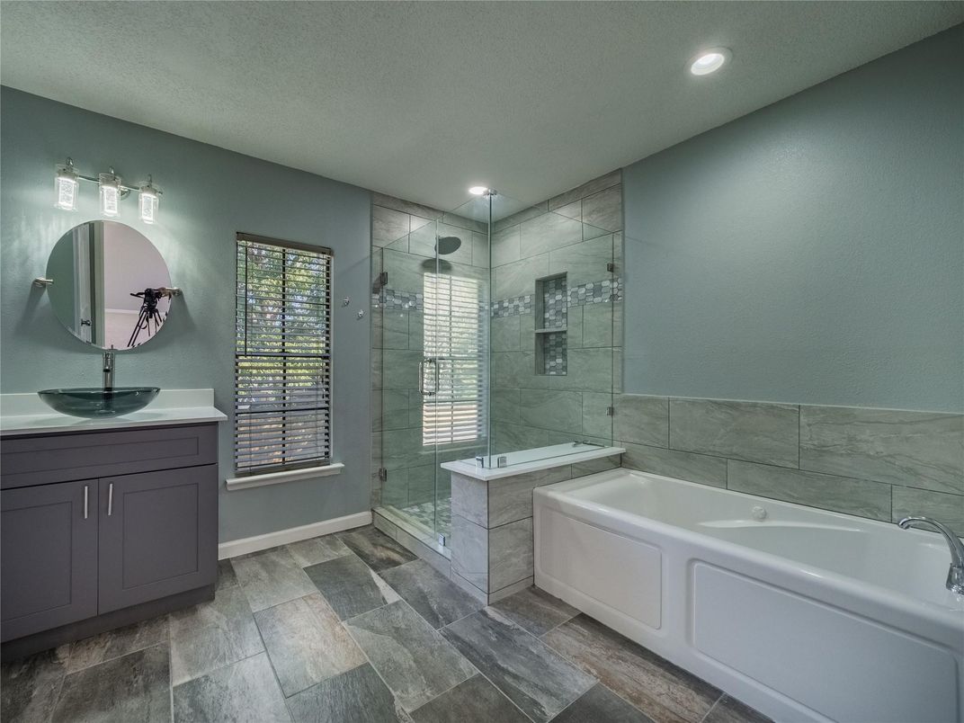 Bathroom, Dual Sink Vanities, Glass Shower, Interior, Recessed Lighting