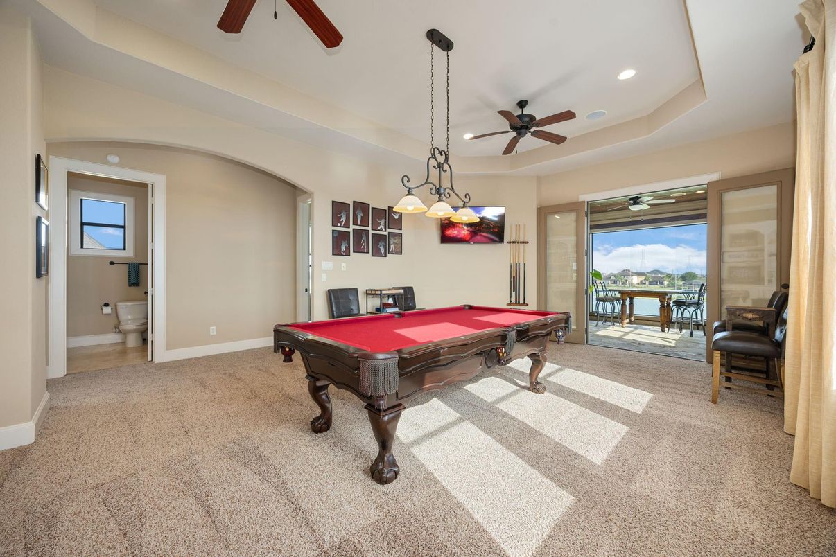 Billiard Table, Chandelier, Game Room, Interior, Pendant Lights, Recessed Lighting