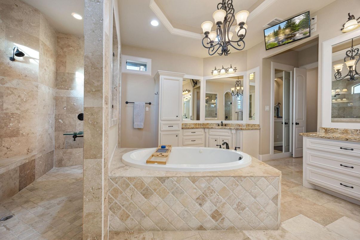 Bathroom, Chandelier, Interior, Recessed Lighting