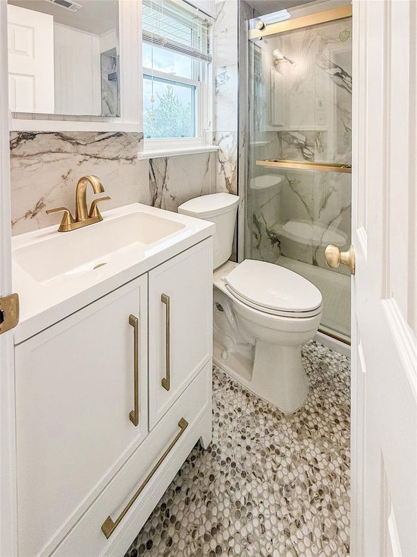 Bathroom, Glass Shower, Interior, Marble Walls