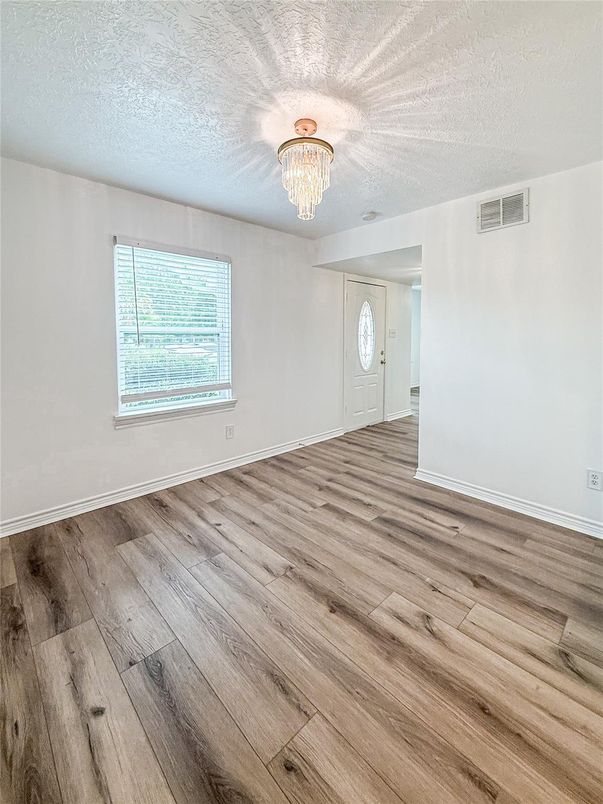 Chandelier, Empty room, Interior, Wood Texture Flooring