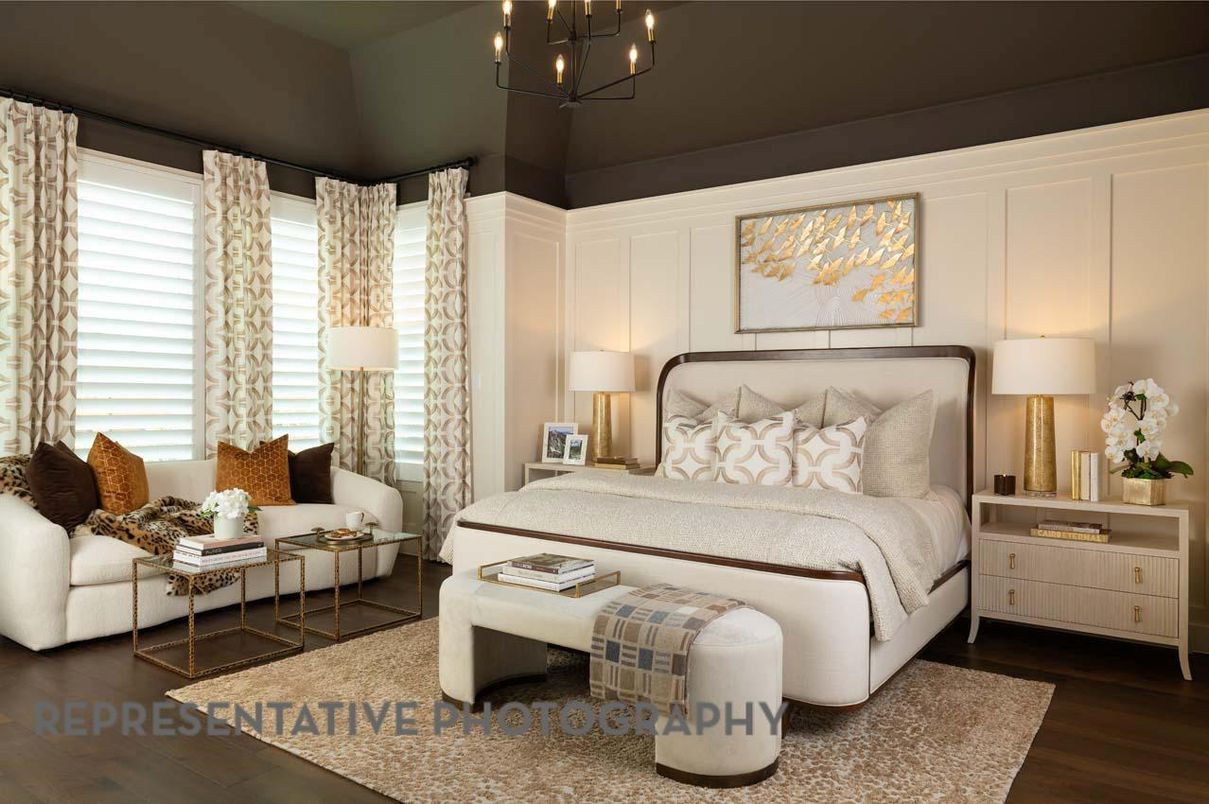 Bedroom, Interior, Pendant Lights, Wood Texture Flooring
