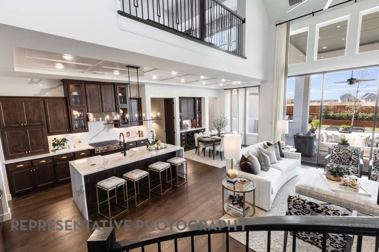 Dining room, Interior, Kitchen, Living room, Pendant Lights, Recessed Lighting, Wood Texture Flooring