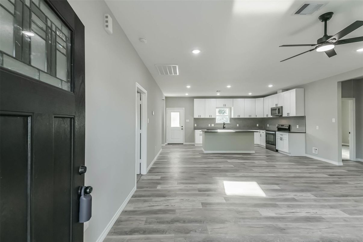 Interior, Kitchen, Recessed Lighting, Wood Texture Flooring