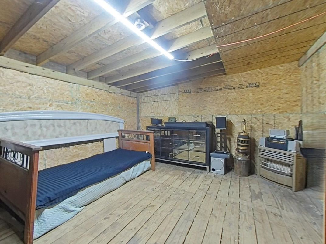 Bedroom, Interior, Stone Walls, Wooden Beams, Wood Texture Flooring