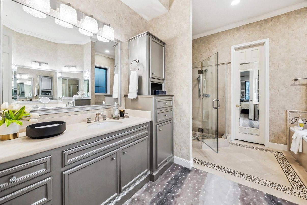 Bathroom, Dual Sink Vanities, Glass Shower, Interior, Recessed Lighting