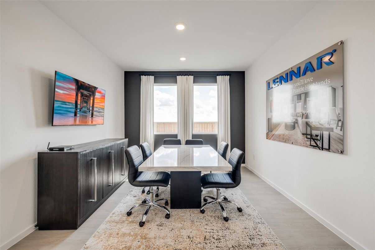 Home Office, Interior, Recessed Lighting, Wood Texture Flooring