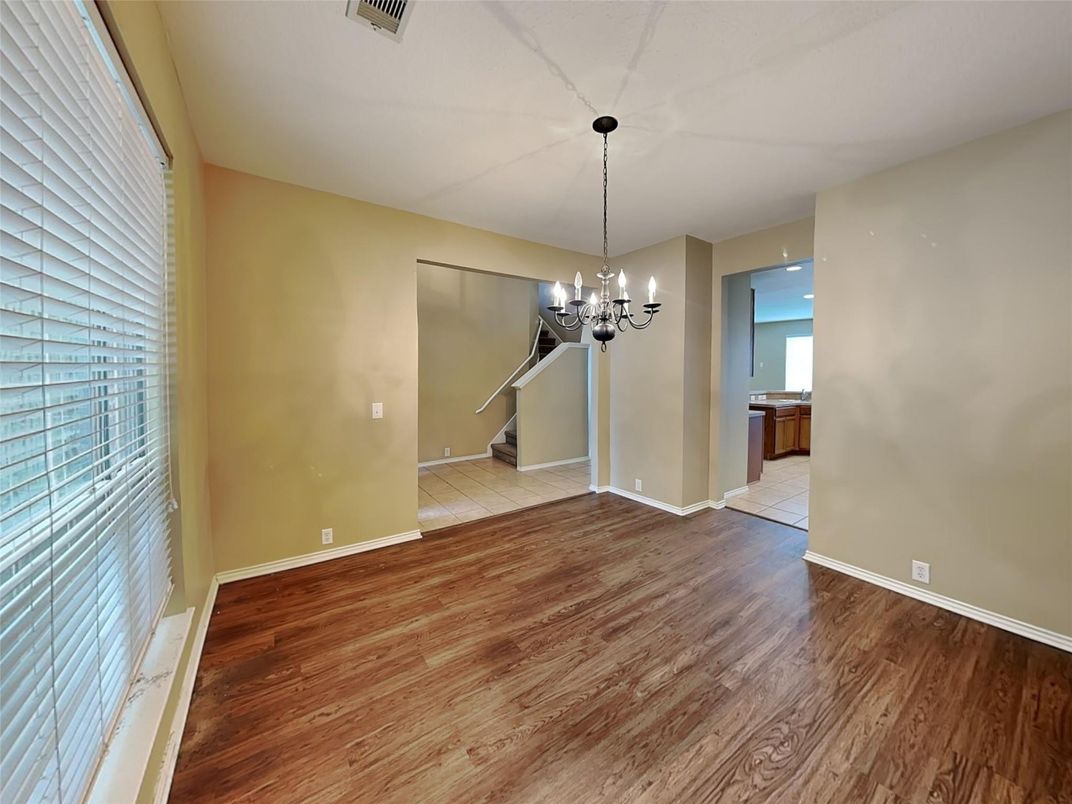 Chandelier, Empty room, Interior, Wood Texture Flooring