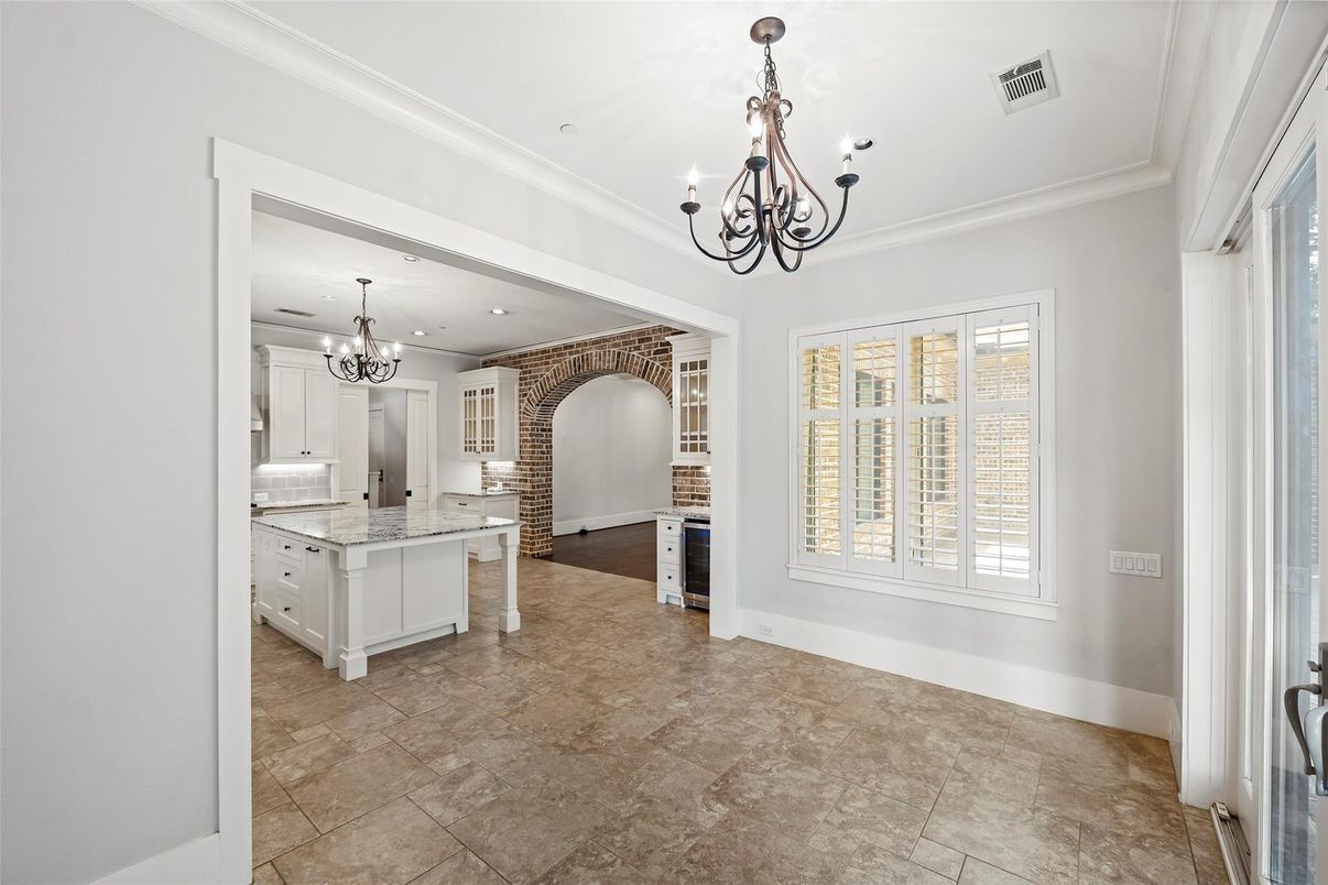 Chandelier, Empty room, Interior, Kitchen, Recessed Lighting