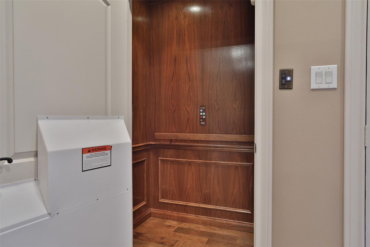 Elevator, Interior, Wood Texture Flooring, Wooden Walls