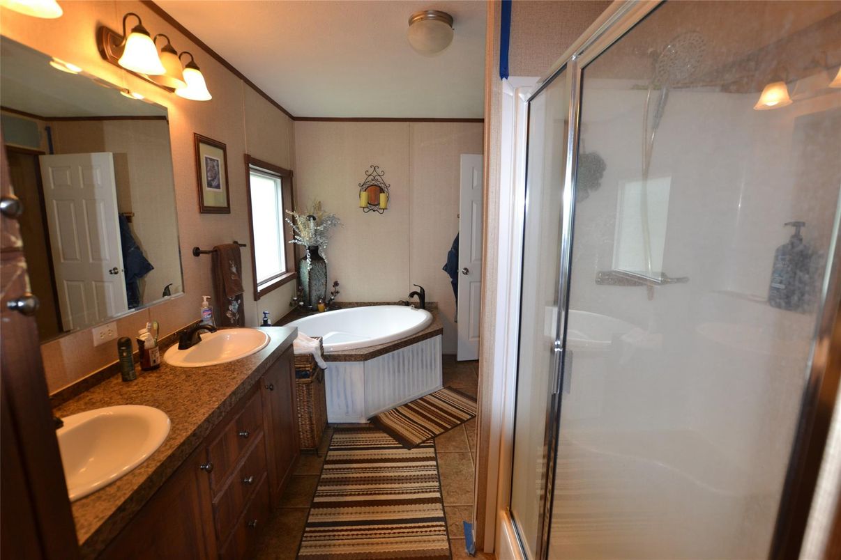Bathroom, Dual Sink Vanities, Glass Shower, Interior
