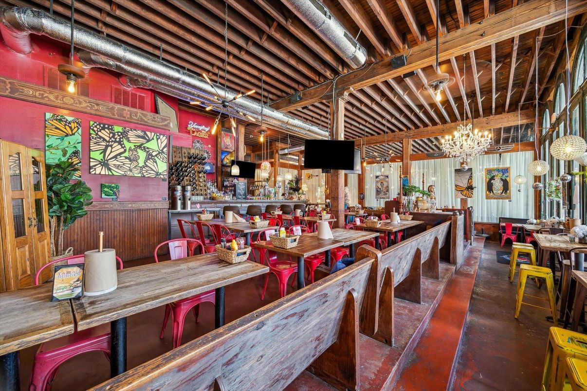 Chandelier, Dining room, Interior, Wooden Beams