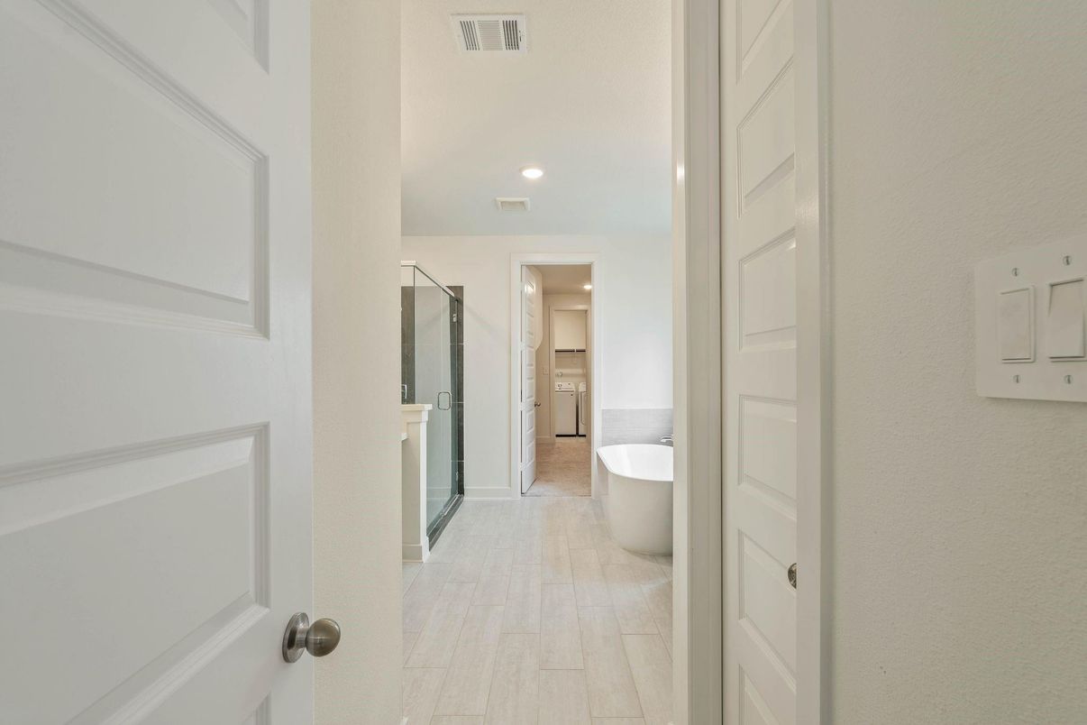 Bathroom, Free Standing Baths, Glass Shower, Interior, Recessed Lighting