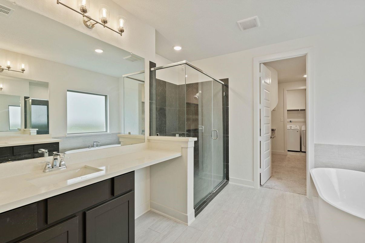Bathroom, Dual Sink Vanities, Glass Shower, Interior, Recessed Lighting