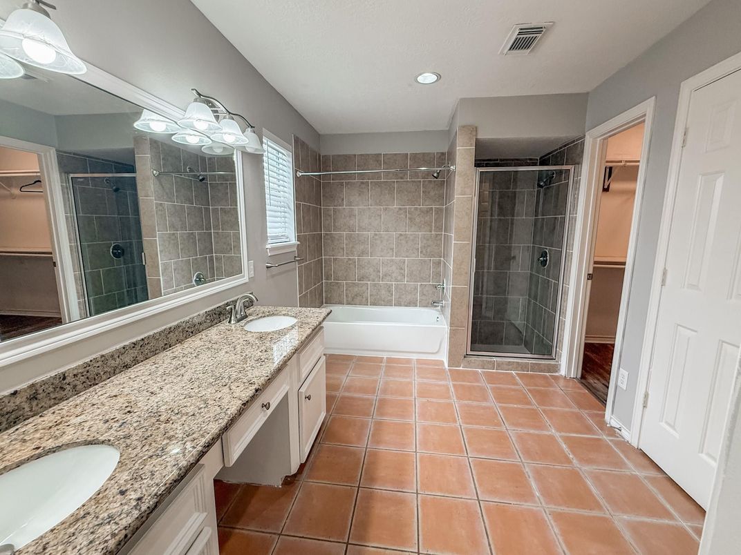 Bathroom, Dual Sink Vanities, Glass Shower, Interior, Recessed Lighting