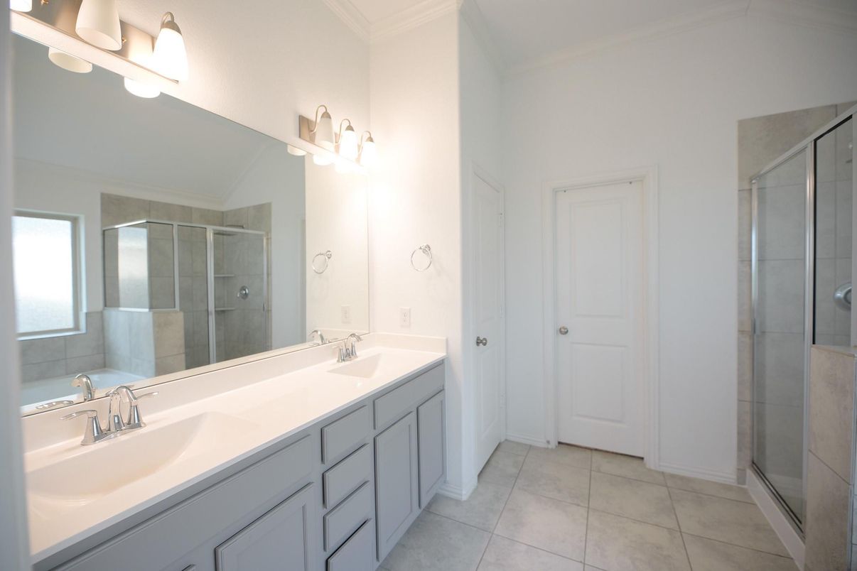 Bathroom, Dual Sink Vanities, Glass Shower, Interior