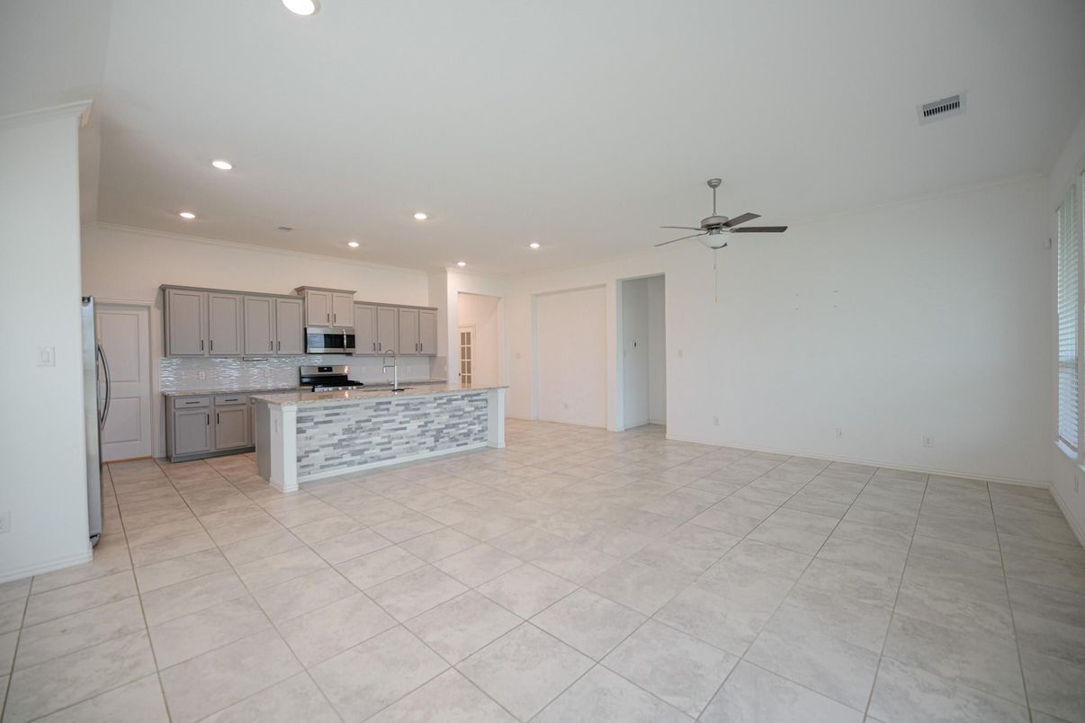 Empty room, Interior, Kitchen, Recessed Lighting