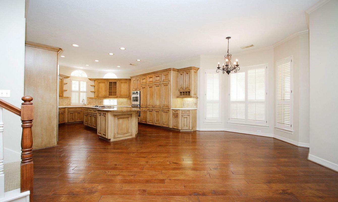 Chandelier, Interior, Kitchen, Recessed Lighting, Wood Texture Flooring