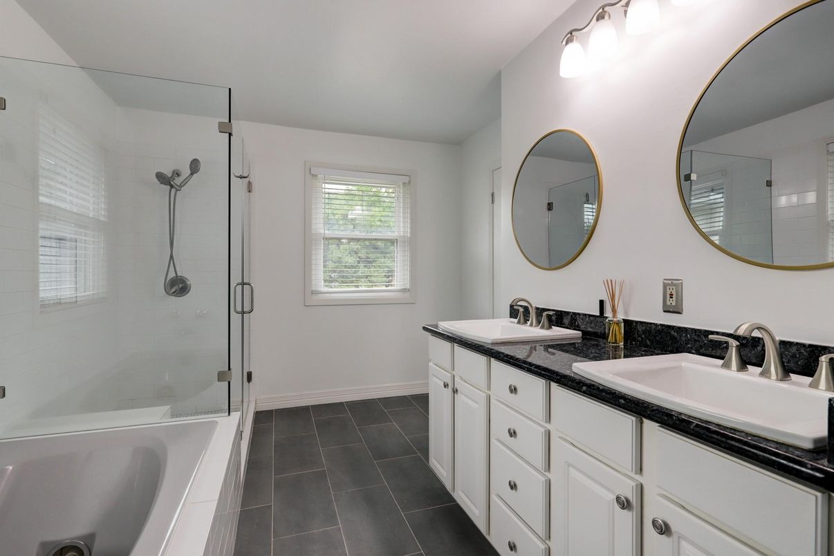 Bathroom, Dual Sink Vanities, Glass Shower, Interior