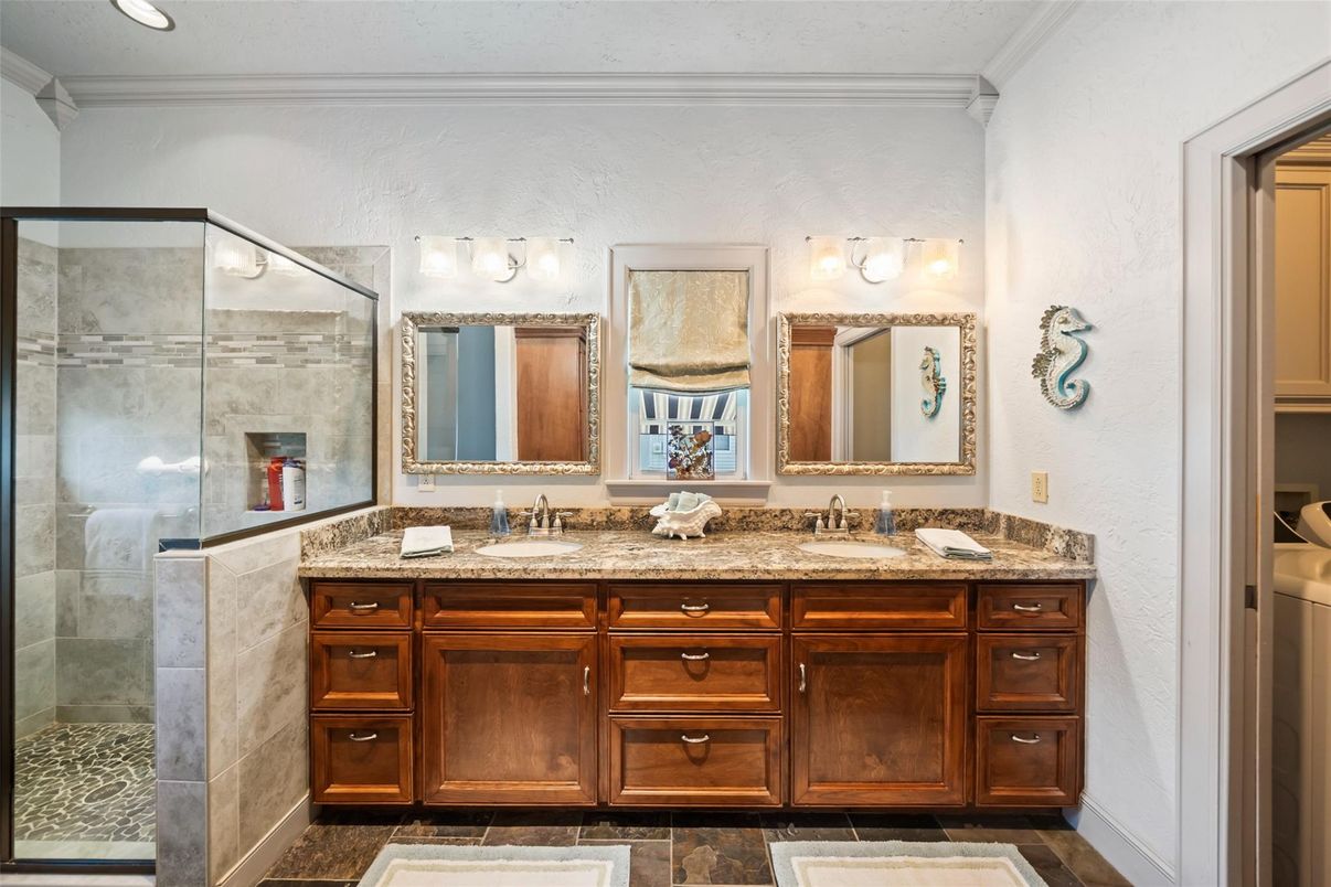 Bathroom, Dual Sink Vanities, Glass Shower, Interior