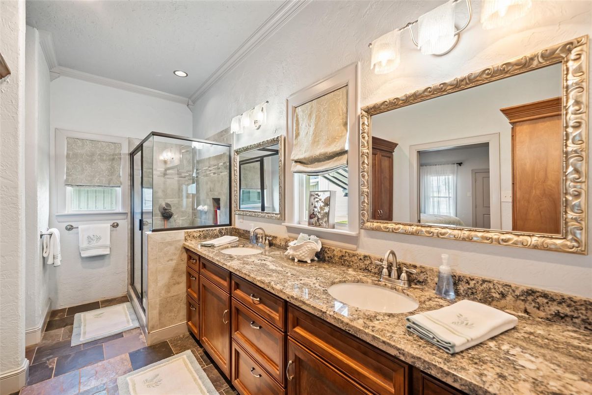 Bathroom, Dual Sink Vanities, Glass Shower, Interior, Recessed Lighting