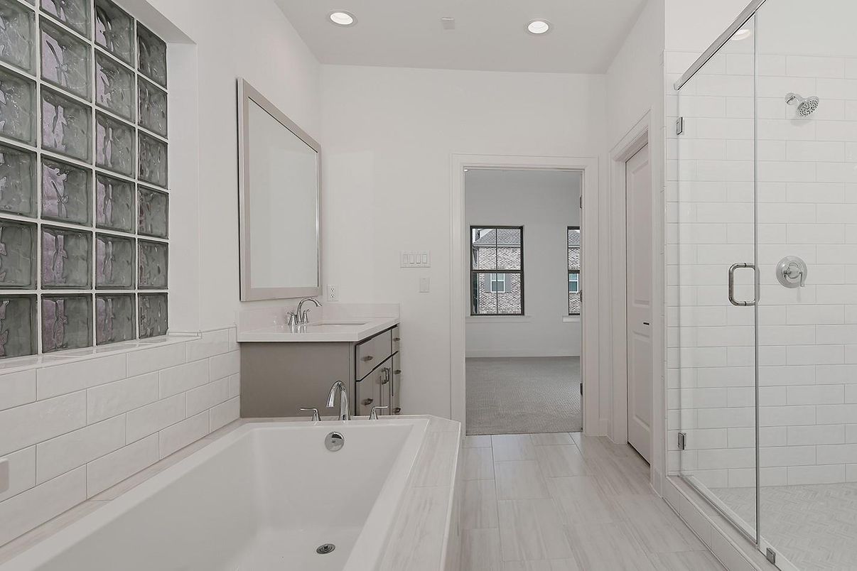 Bathroom, Glass Shower, Interior, Recessed Lighting