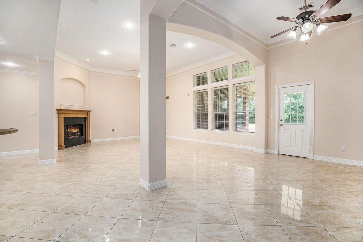 Empty room, Fireplace, Interior, Recessed Lighting
