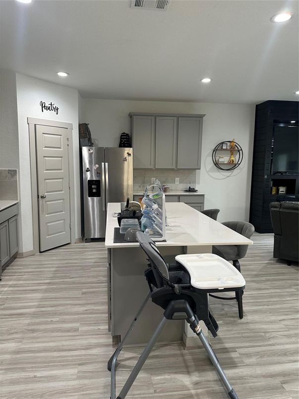 Interior, Kitchen, Recessed Lighting, Wood Texture Flooring